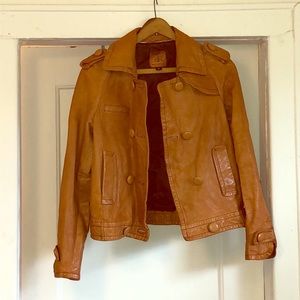 Banana Republic Tan Genuine Leather Jacket, Medium